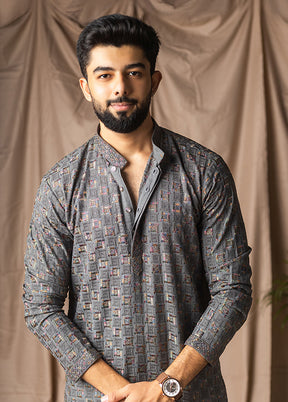 Grey Silk Kurta & Pajama Set