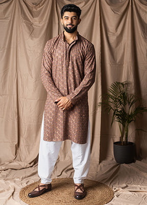Brown Silk Kurta & Pajama Set