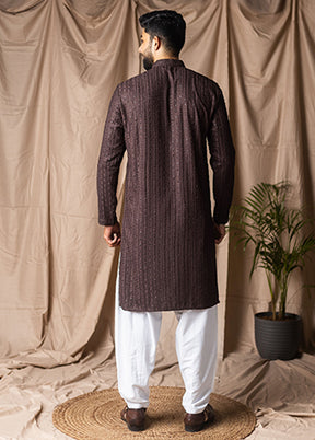 Brown Silk Kurta & Pajama Set