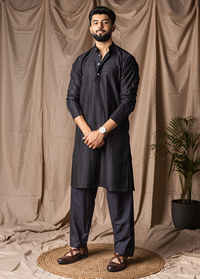 Black Silk Kurta & Pajama Set