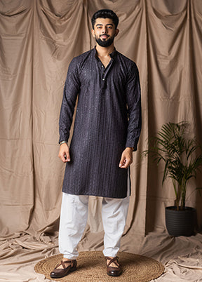 Grey Silk Kurta & Pajama Set