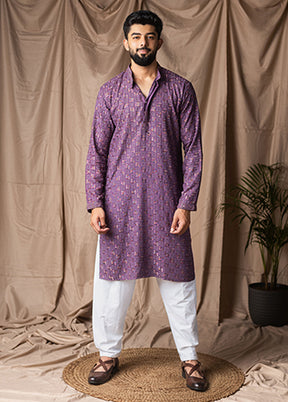 Purple Silk Kurta & Pajama Set