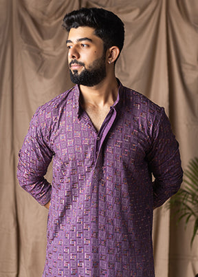 Purple Silk Kurta & Pajama Set