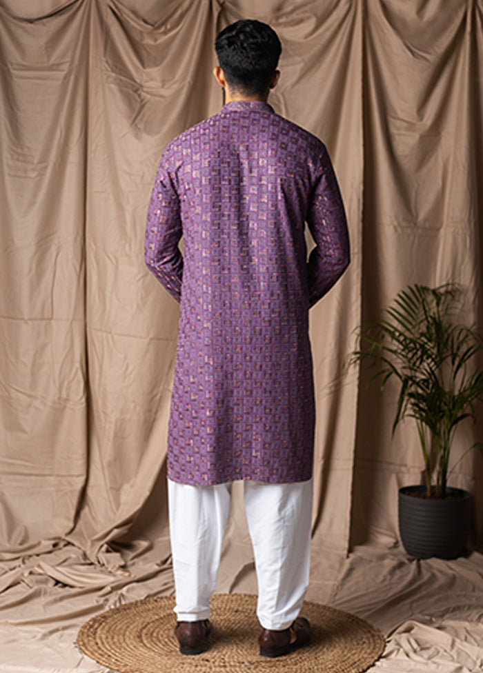 Purple Silk Kurta & Pajama Set