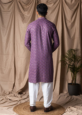Purple Silk Kurta & Pajama Set