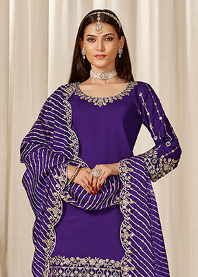 3 Pc Purple Silk Suit Set