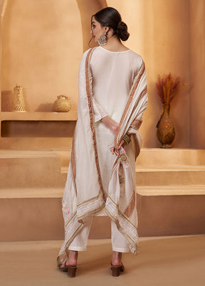 3 Pc Cream Cotton Suit Set