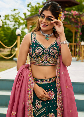 Green Georgette Dupatta Lehenga Set