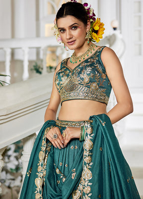 Green Georgette Dupatta Lehenga Set