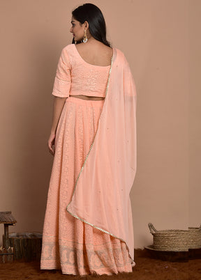 Peach Georgette Readymade Lehenga Set With Dupatta - Indian Silk House Agencies