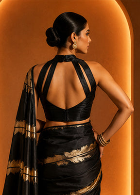 Black Halter Neck Designer Blouse
