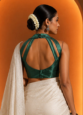 Bottle Green Halter Neck Designer Blouse