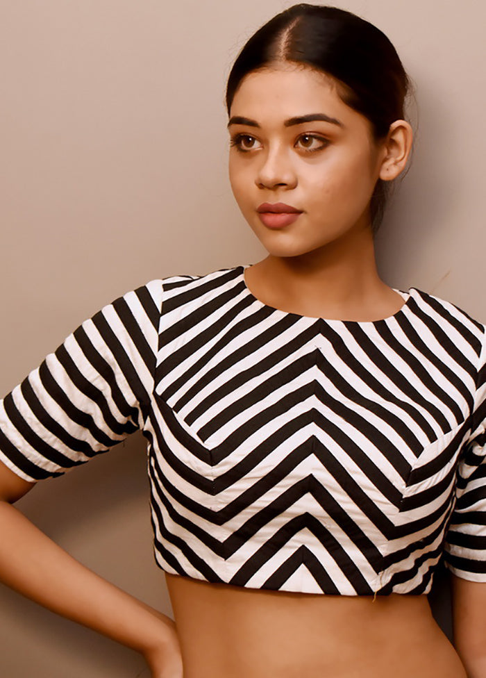 Black Cotton Silk Designer Blouse - Indian Silk House Agencies