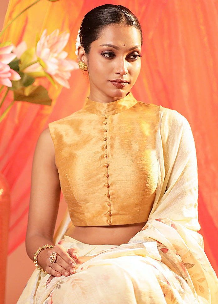 Gold Collar Neck Designer Blouse