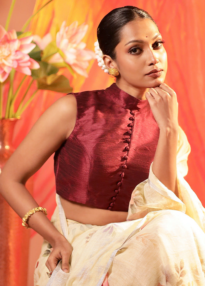 Maroon Collar Neck Designer Blouse