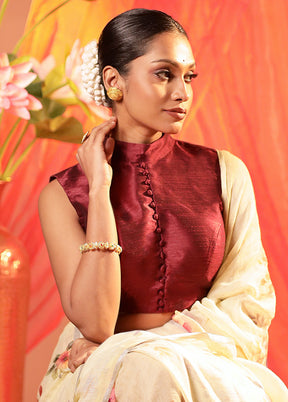 Maroon Collar Neck Designer Blouse