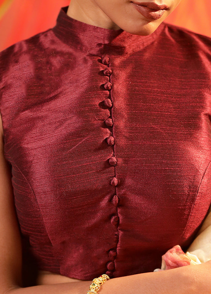 Maroon Collar Neck Designer Blouse
