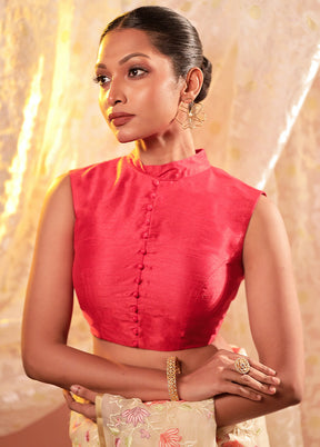 Red Collar Neck Designer Blouse