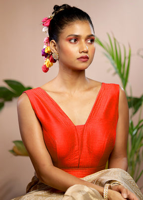 Red Dupion Silk Designer Blouse