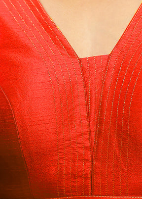 Red Dupion Silk Designer Blouse
