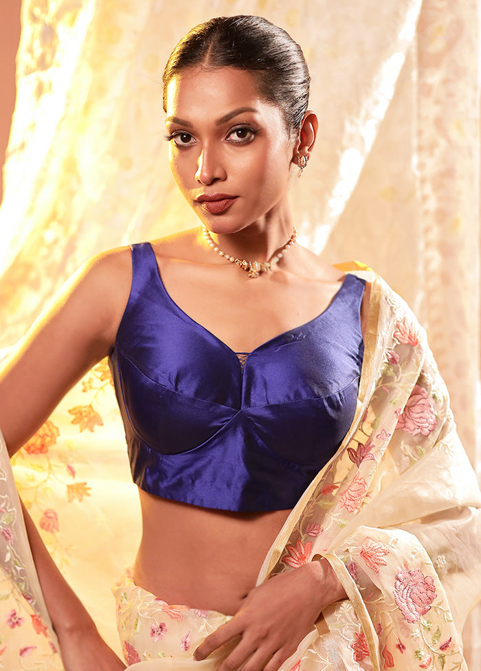 Royal Blue Sweetheart Neck Designer Blouse