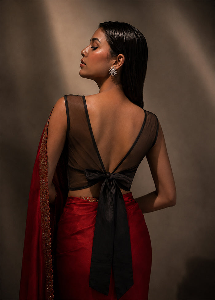 Black Sweetheart Neck Designer Blouse