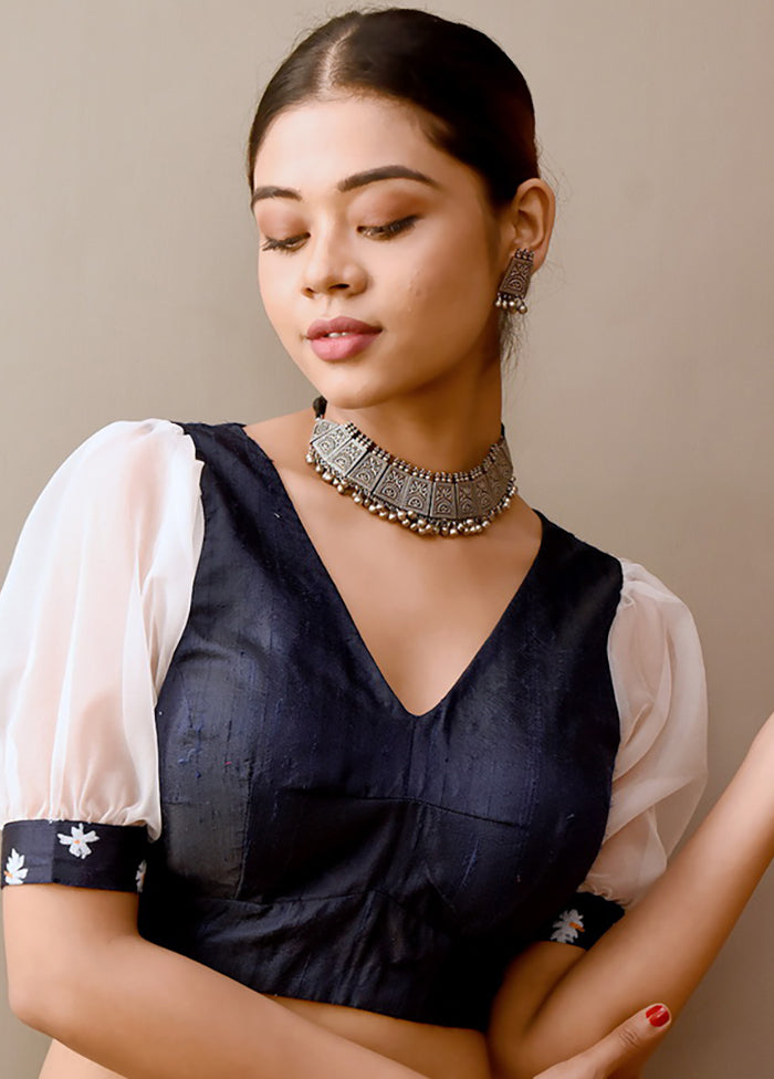 Blue Silk Designer Blouse - Indian Silk House Agencies