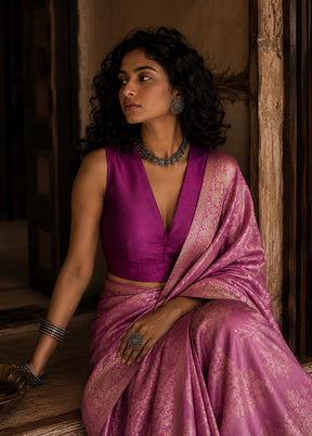 Purple V Neck Designer Blouse