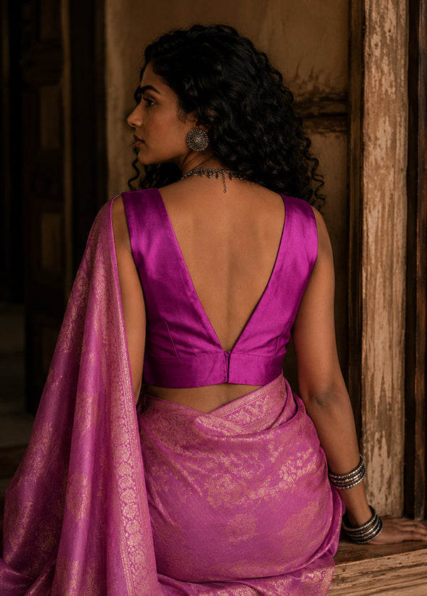 Purple V Neck Designer Blouse