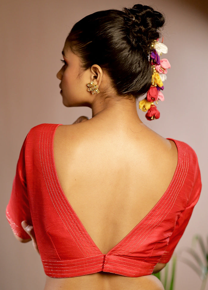 Red Dupion Silk Designer Blouse