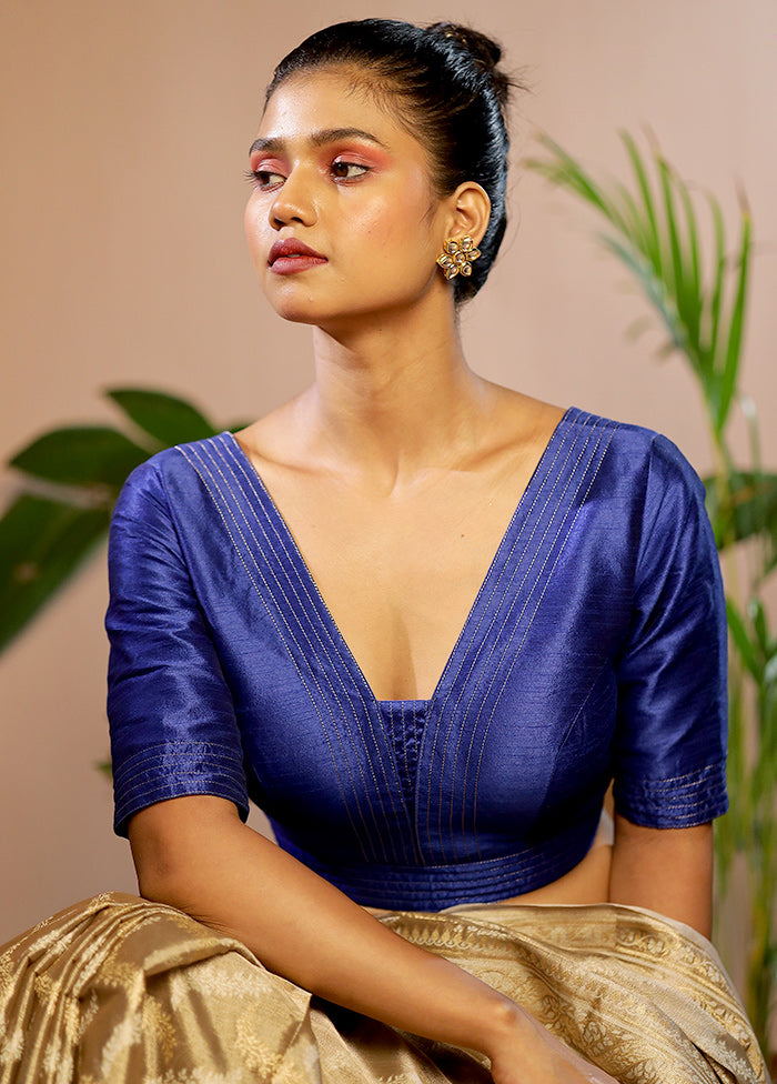 Royal Blue Dupion Silk Designer Blouse