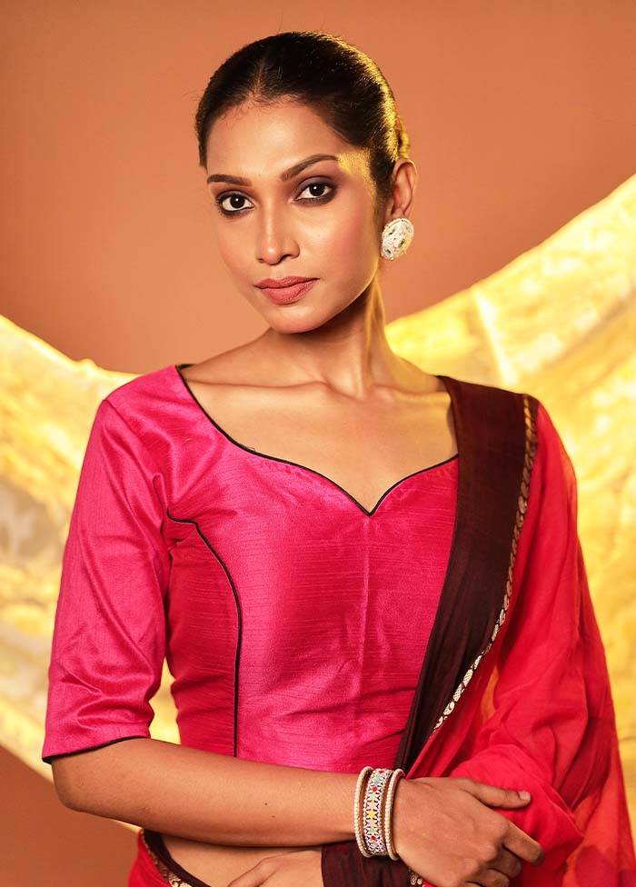 Rani Pink Sweetheart Neck Designer Blouse Piece