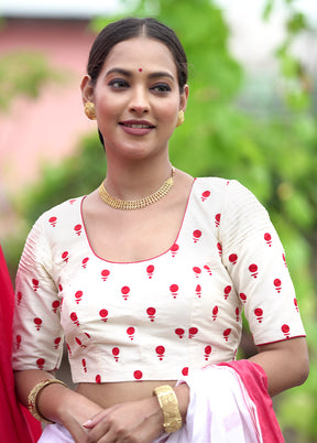 Cream Dupion Silk Designer Blouse - Indian Silk House Agencies