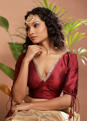 Dark Maroon Silk Designer Blouse