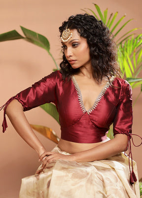 Dark Maroon Silk Designer Blouse