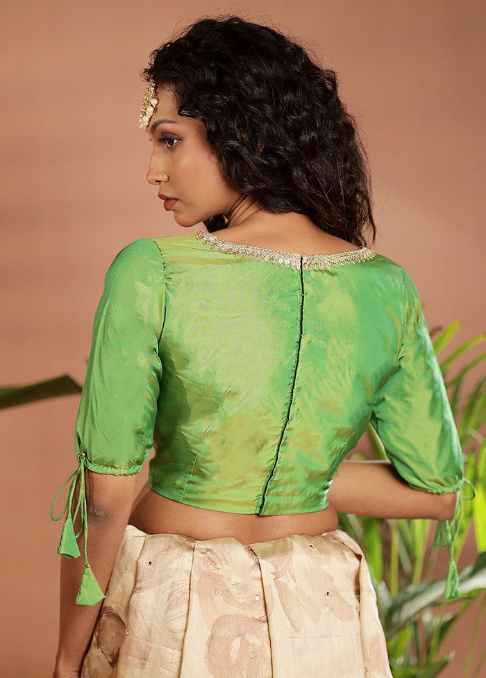 Parrot Green Silk Designer Blouse