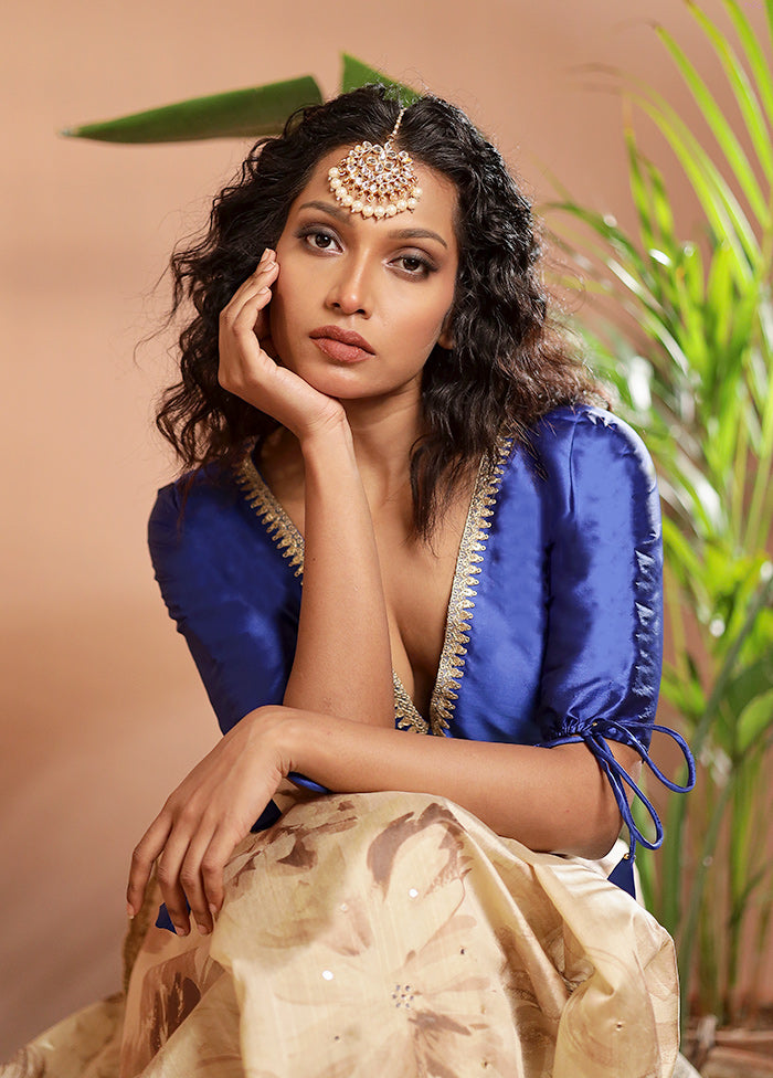 Royal Blue Silk Designer Blouse