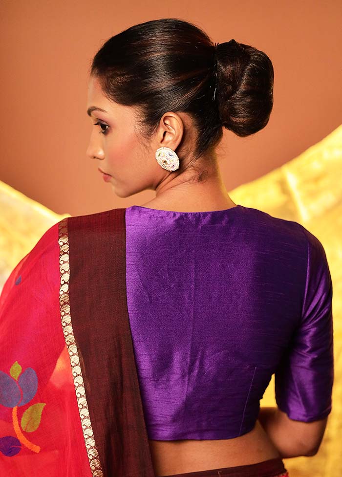 Purple High Neck Designer Blouse Piece