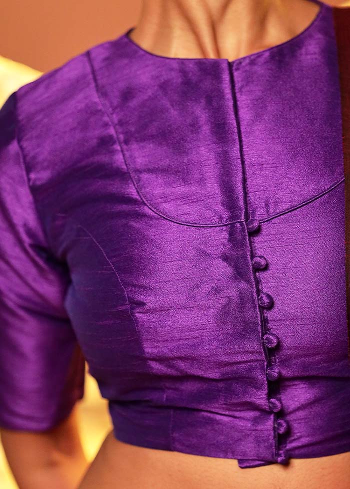 Purple High Neck Designer Blouse Piece
