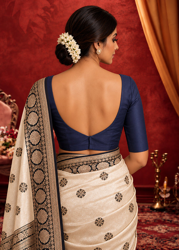 Navy Blue Sweetheart Neck Designer Blouse