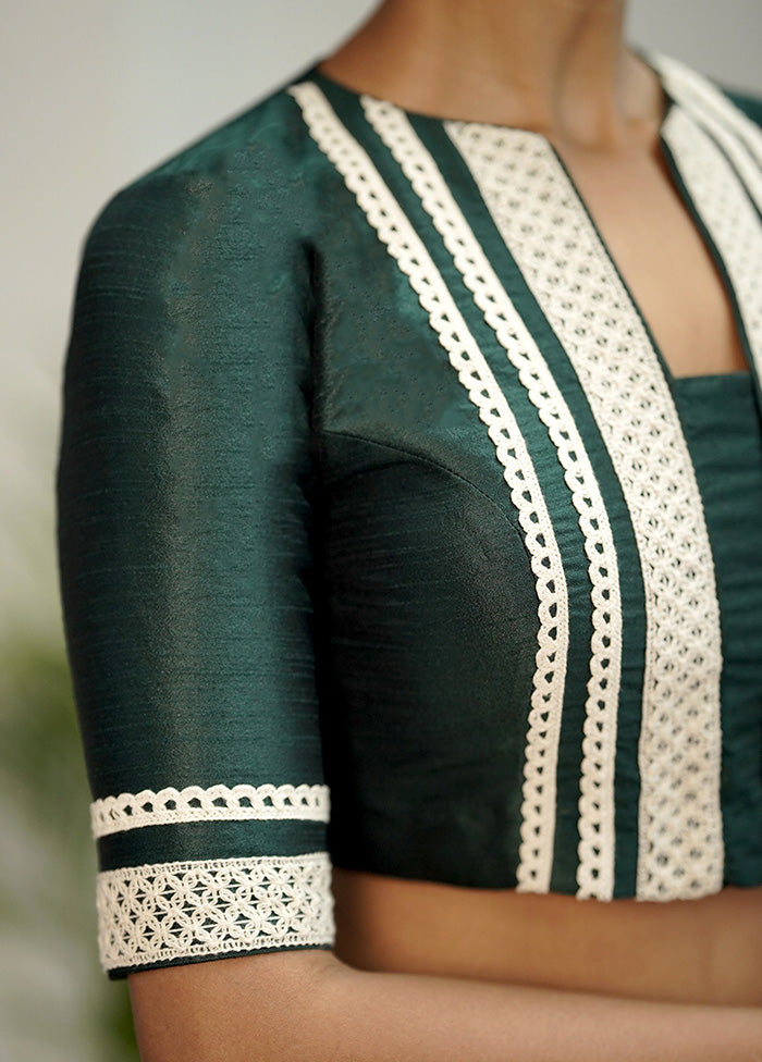 Bottle Green Dupion Silk Designer Blouse
