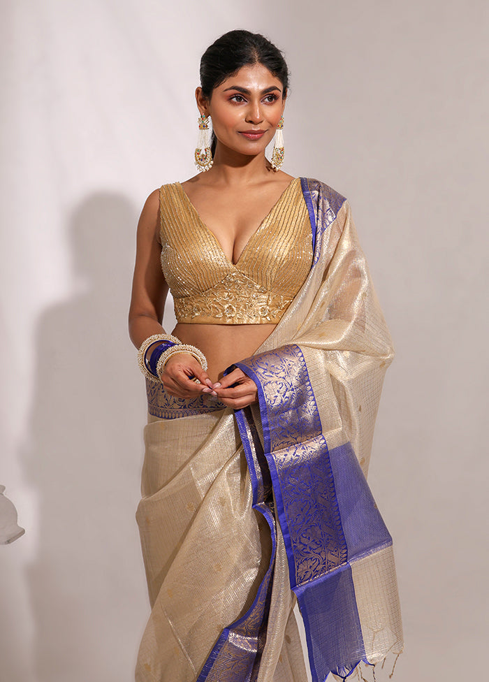 Gold  V Neck Designer Blouse