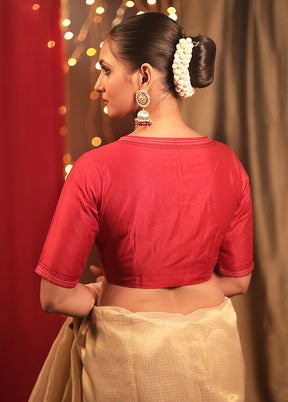 Red Cotton Silk Designer Blouse
