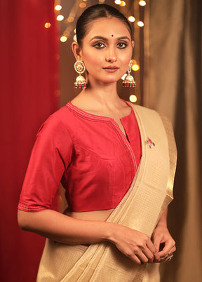 Red Cotton Silk Designer Blouse