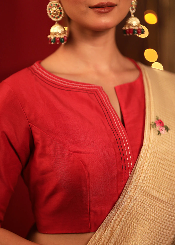 Red Cotton Silk Designer Blouse