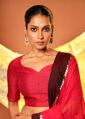 Red Sweetheart Neck Designer Blouse Piece