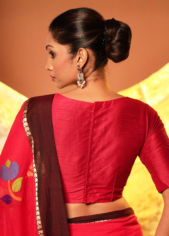 Red Sweetheart Neck Designer Blouse Piece