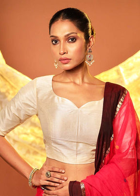 Cream Sweetheart Neck Designer Blouse Piece