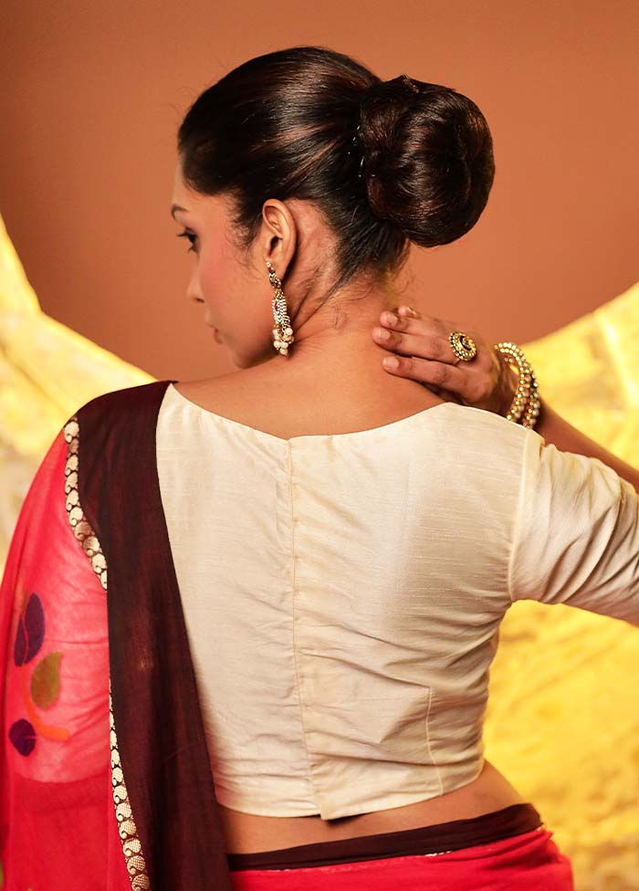 Cream Sweetheart Neck Designer Blouse Piece