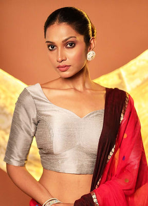 Grey Sweetheart Neck Designer Blouse Piece